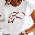 Wine Glass Fashion Printing Foreign Trade New Tops Ladies Casual Bottoming Shirts Heritage cosmetics and beauty care