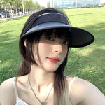 Women Summer Anti-Uv Sun Hat Wide Brim Beach Empty Top Visor Hats Adjustable Plastic Pvc Sunscreen Cap Female Outdoor Spor Cap - Heritage cosmetics and beauty care