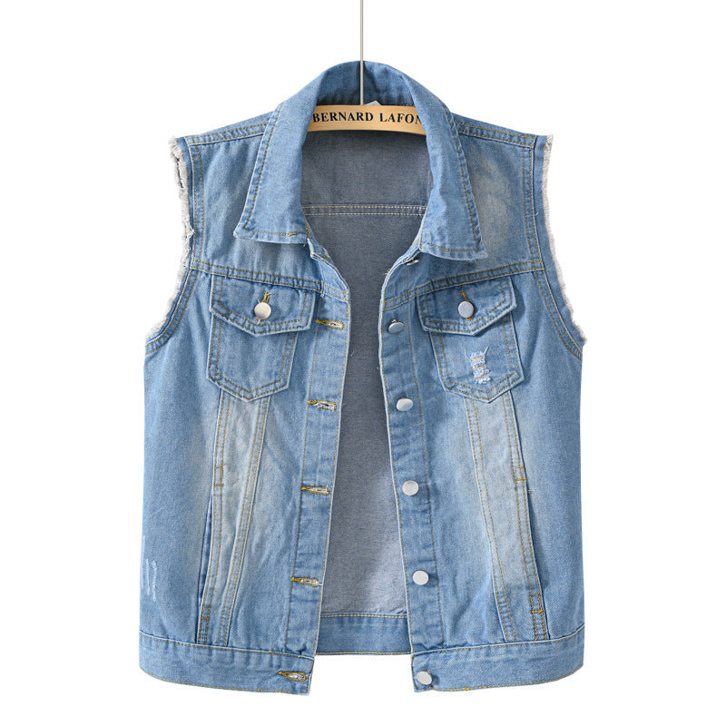 Multi-Color Selection Denim Vest Women's Slim Sleeveless Jacket - Heritage cosmetics and beauty care