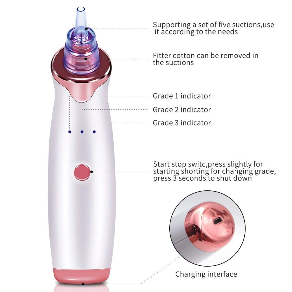 Electric Blackhead Remover Pore Vacuum Suction Diamond Dermabrasion Face Cleaner - Heritage cosmetics and beauty care