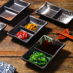 Ceramic Double-grid Korean-style Barbecue Seasoning Hot Pot Sauce Dipping Plates - Heritage cosmetics and beauty care