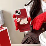 Retro New Year Red Bow Tie Puppy Drop-resistant Phone Case Heritage cosmetics and beauty care