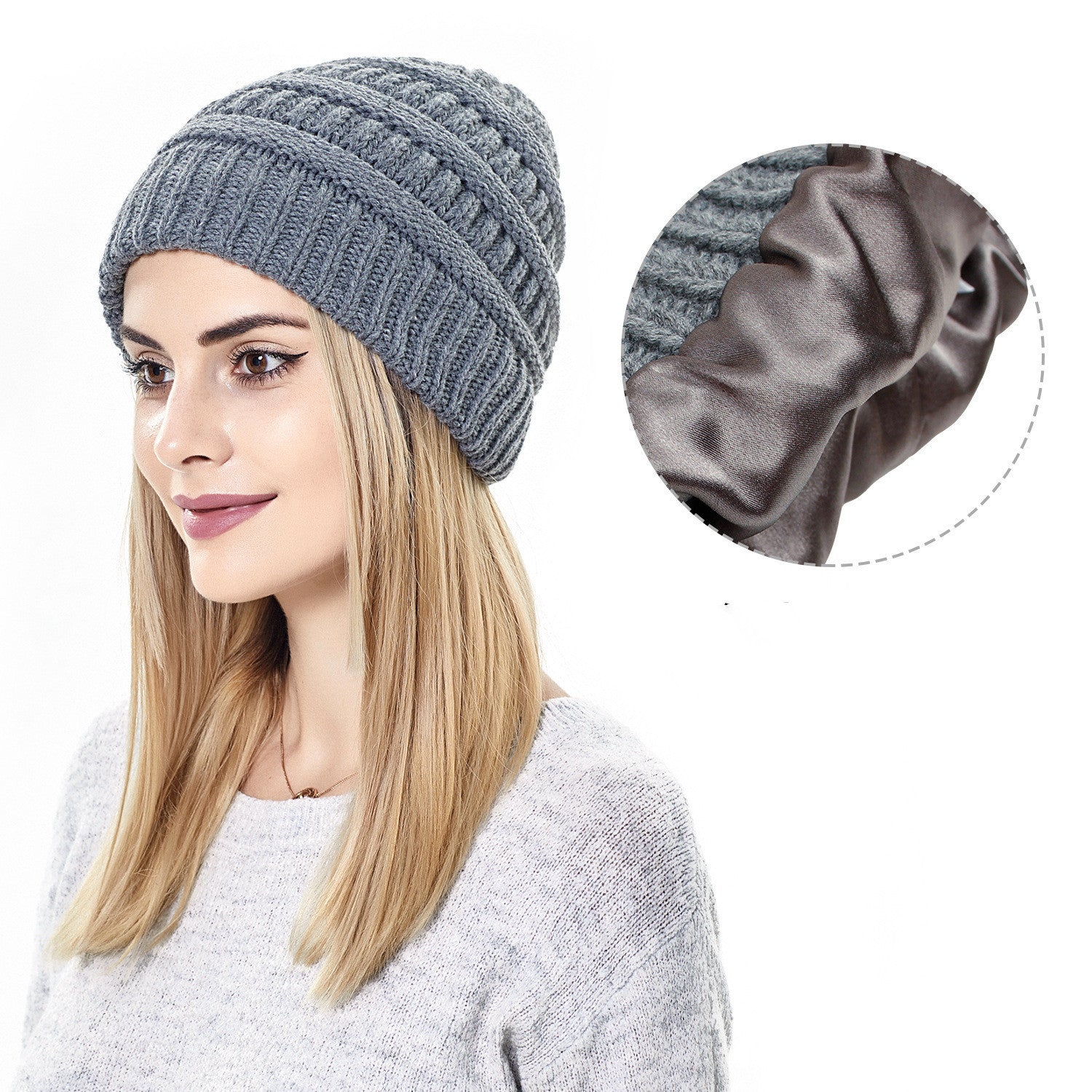 Hats Women's Protective Hairstyles, Warm Woolen Knit Satin Hats - Heritage cosmetics and beauty care