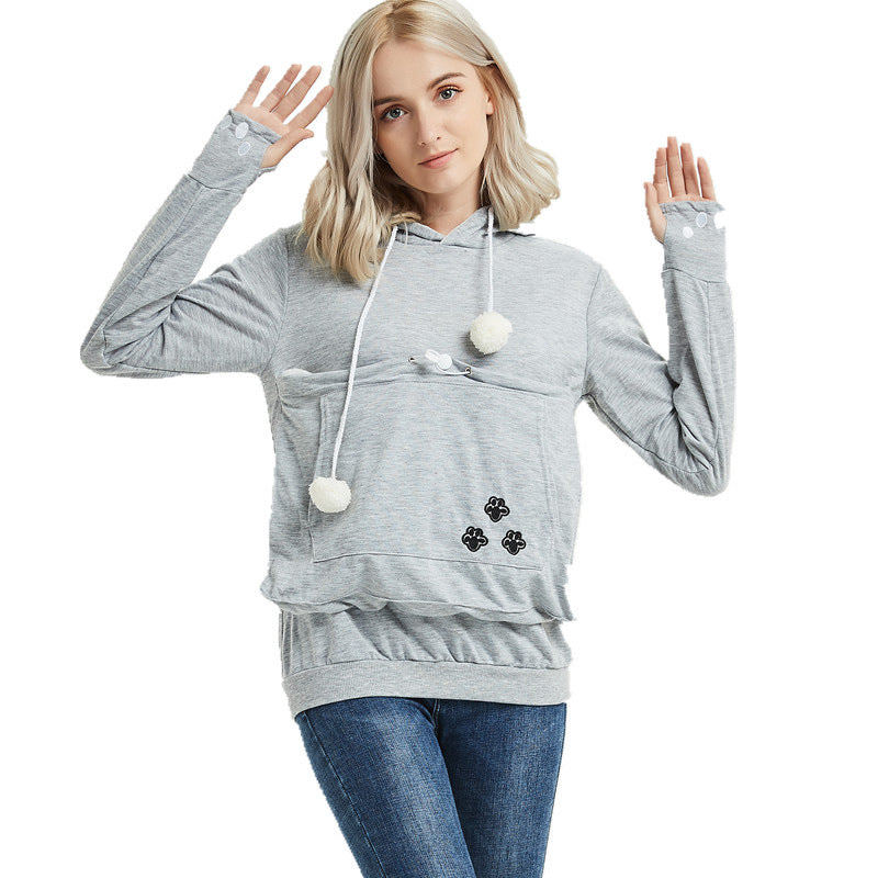 Cute Hoodies Pullover Sweatshirts With Pet Pocket For Cat Clothes Winter Women Heritage cosmetics and beauty care