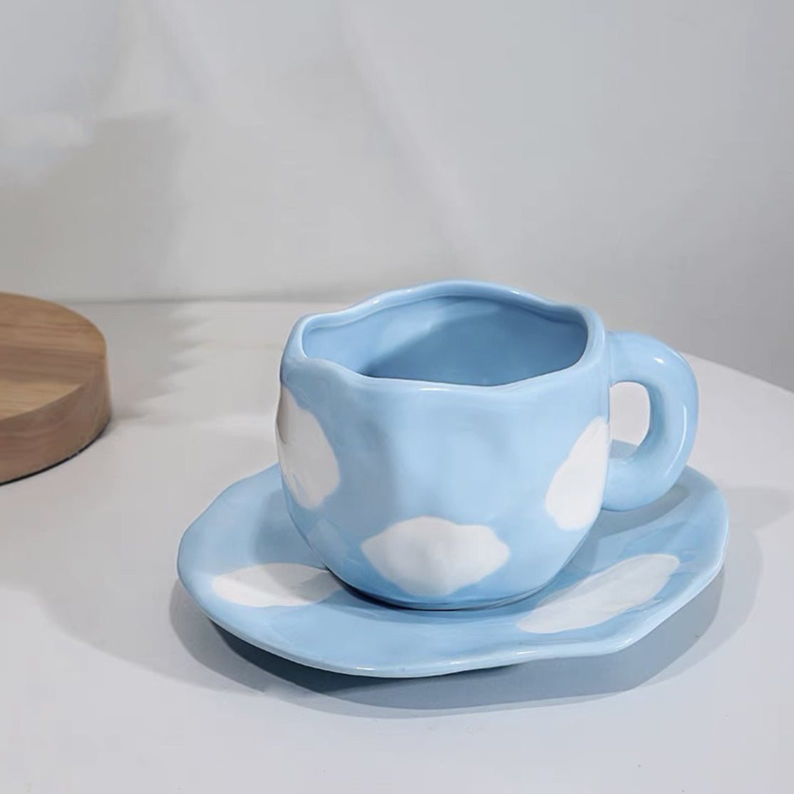 Ceramic Tulip Coffee Cup And Saucer Set