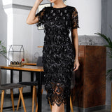 Temperament Fringed Sequin Dress Gown - Heritage cosmetics and beauty care