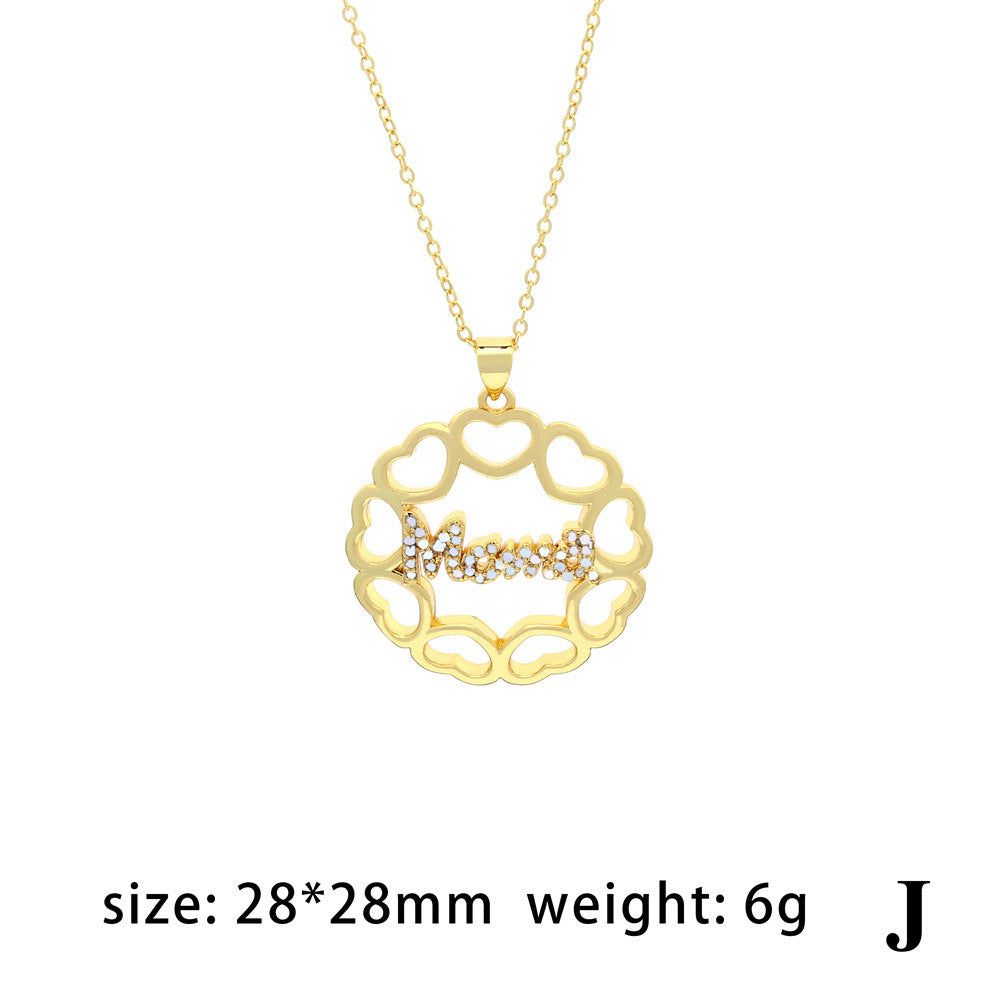 MAMA Mother's Day Necklace Gift Fashion Love Micro Rhinestone - Heritage cosmetics and beauty care