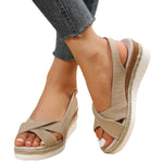 European And American Ladies Sandals Plus Size Cross Wedge Sandals - Heritage cosmetics and beauty care