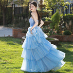 Women's Blue Halter Wedding Gown Birthday Host - Heritage cosmetics and beauty care