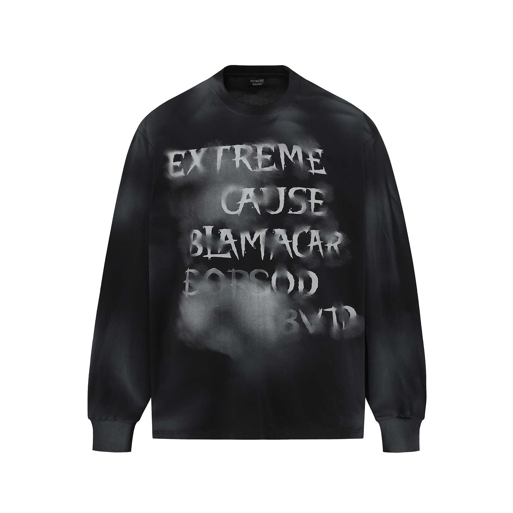 Retro Washed Distressed Fuzzy Letter Crew Neck Sweater For Men And Women