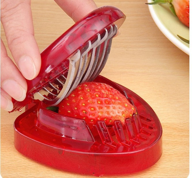 Red Strawberry Slicer Plastic Fruit Carving Tools Salad Cutter Berry Strawberry Cake Decoration Cutter Kitchen Gadgets - Heritage cosmetics and beauty care