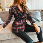 Plaid buttoned woolen blazer - Heritage cosmetics and beauty care