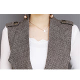 Plaid Long Blazer Vest Women Sleeveless Jacket - Heritage cosmetics and beauty care