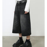 American Black Gray Loose Trousers Loose Denim Cropped Pants - Heritage cosmetics and beauty care