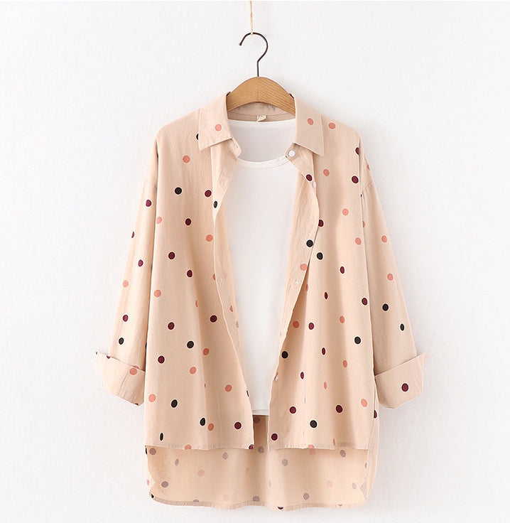 Women Polka Dot Print Blouse Shirts - Heritage cosmetics and beauty care