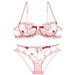 Underwear explosions transparent mesh embroidered bra bra set - Heritage cosmetics and beauty care