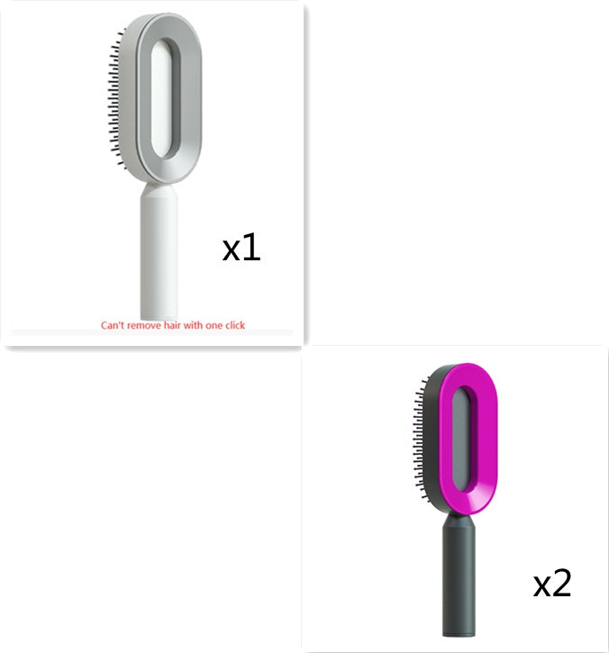 Self Cleaning Hair Brush For Women One-key Cleaning Hair Loss Airbag Massage Scalp Comb Anti-Static Hairbrush - Heritage cosmetics and beauty care