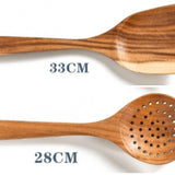 Teak Natural Wood Tableware Spoon Ladle Turner Rice Colander Soup Skimmer Cooking Tool Sets Spoon Scoop Kitchen Tools Gadgets - Heritage cosmetics and beauty care