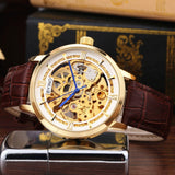 Authentic Mens Casual Leather Hollowing Automatic Mechanical Watches Through The End Of The Golden Youth Men's Wholesale Waterproof - Heritage cosmetics and beauty care