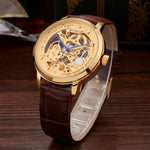 Authentic Mens Casual Leather Hollowing Automatic Mechanical Watches Through The End Of The Golden Youth Men's Wholesale Waterproof - Heritage cosmetics and beauty care