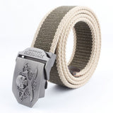 Casual And Versatile Double Knife Skull Canvas Belt - Heritage cosmetics and beauty care