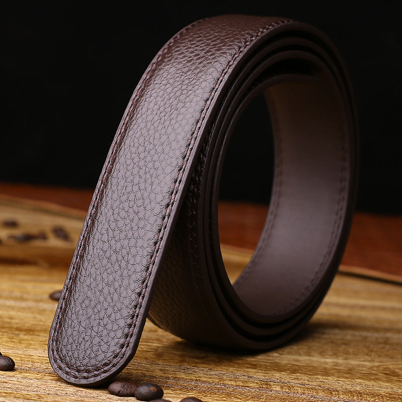 Two-layer leather belt business men's smooth automatic buckle leather belt - Heritage cosmetics and beauty care