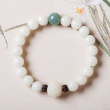 Natural white jade Bodhi bracelets beads bracelets women's simple Bodhi bracelets transfer beads - Heritage cosmetics and beauty care