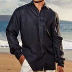 Men's Solid Color Printing Casual Shirt Cardigan - Heritage cosmetics and beauty care