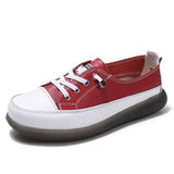 Women's Fashionable Casual Soft Bottom Leather Low-cut Sneakers - Heritage cosmetics and beauty care