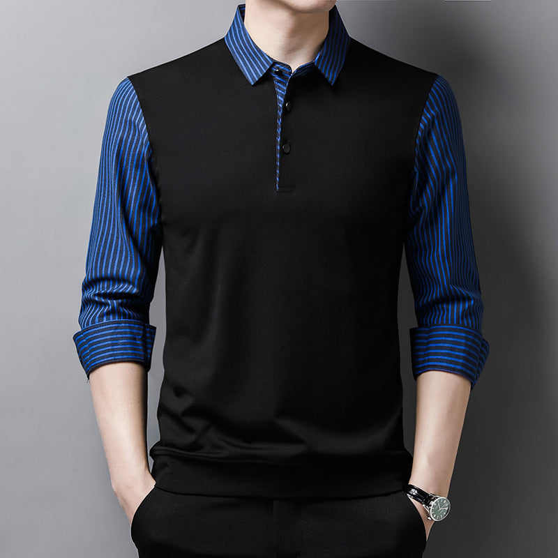 Men's False Two Pieces Striped Sleeve Shirt - Heritage cosmetics and beauty care