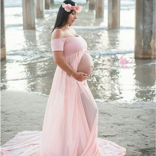 Elegant Maternity Gown Split Front Photography Dress - Heritage cosmetics and beauty care