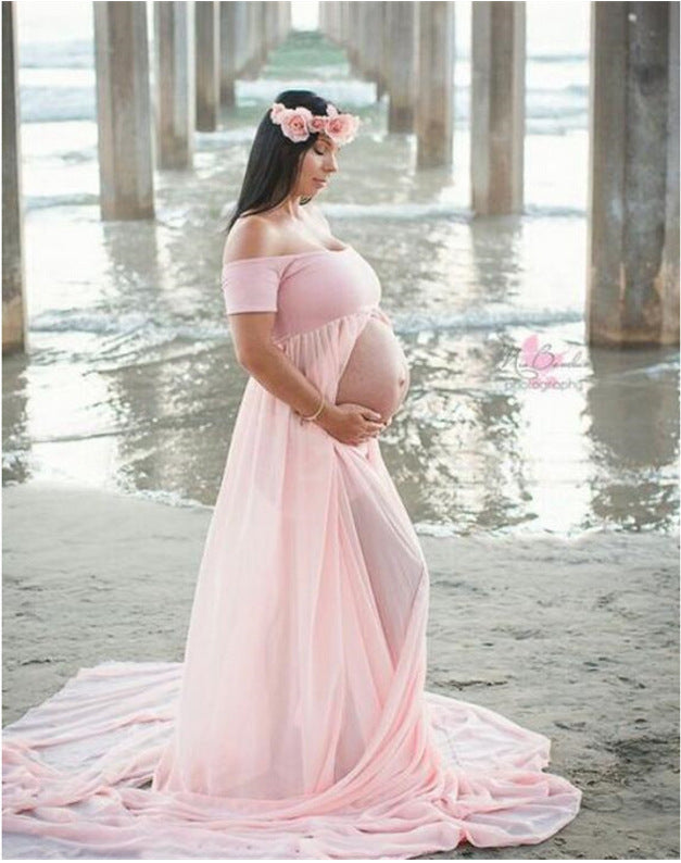 Elegant Maternity Gown Split Front Photography Dress - Heritage cosmetics and beauty care