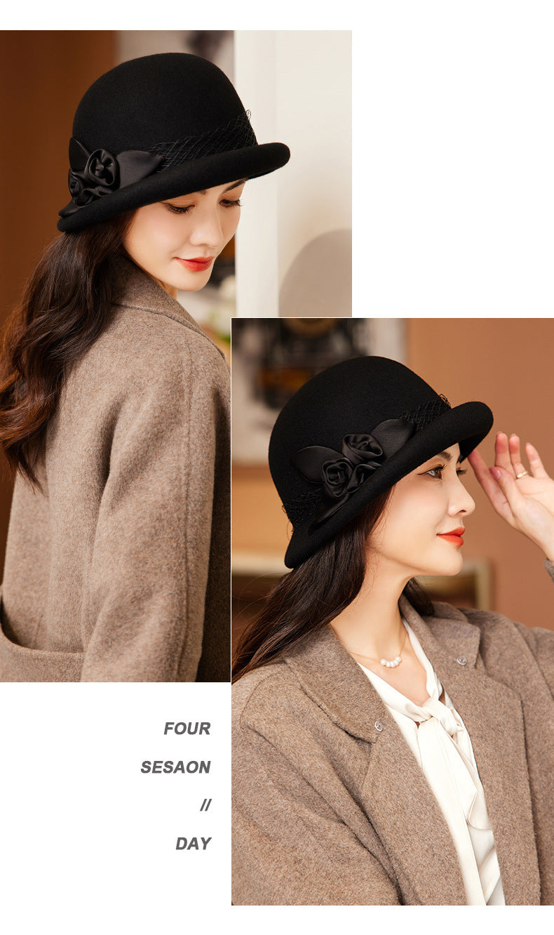 Women's Wool Top Retro Woolen Basin Hat - Heritage cosmetics and beauty care