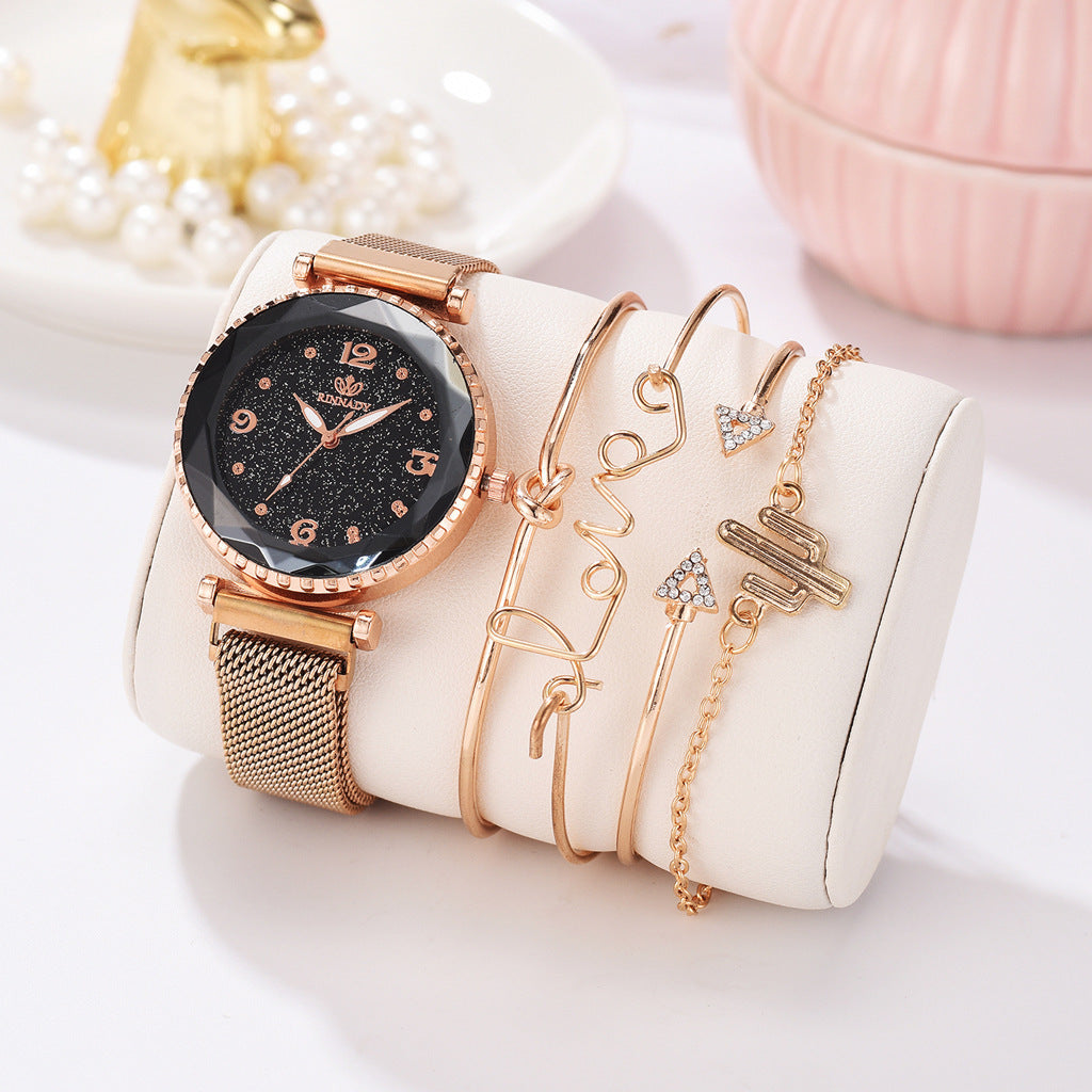 Women Watches Starry Sky Magnet Buckle Fashion Bracelet Wristwatch Roman Numeral Simple Clock Gift - Heritage cosmetics and beauty care