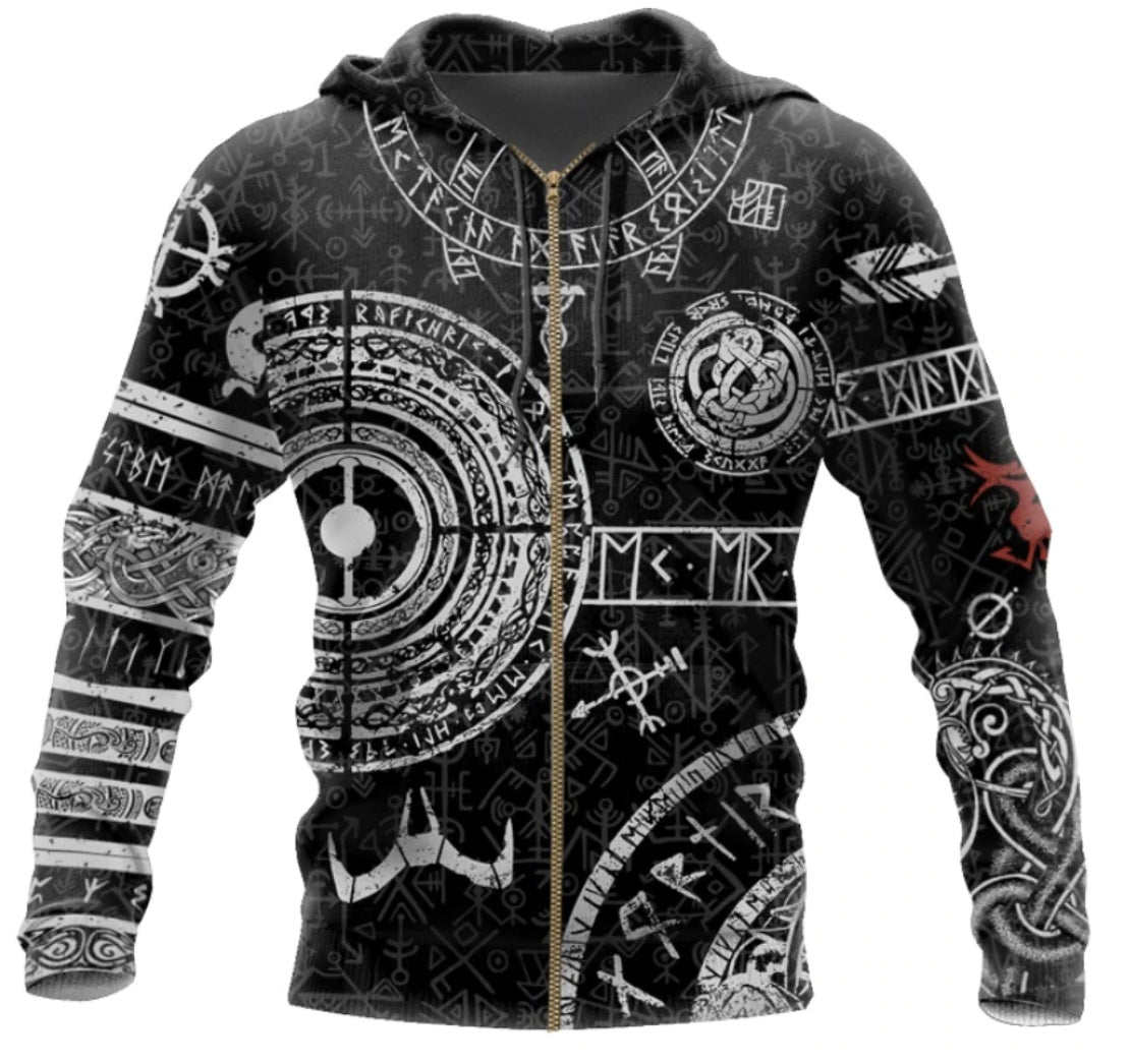 Viking Odin Tattoo D Printed Men hoodies - Heritage cosmetics and beauty care