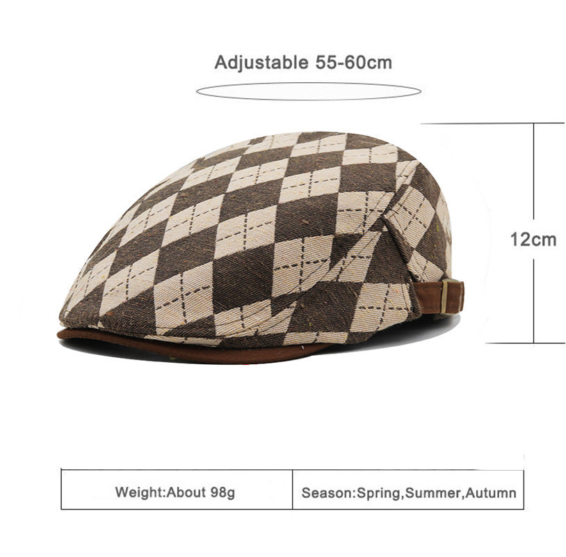 Retro Plaid Short Brim Advance Hats British Casual Painter Hat - Heritage cosmetics and beauty care