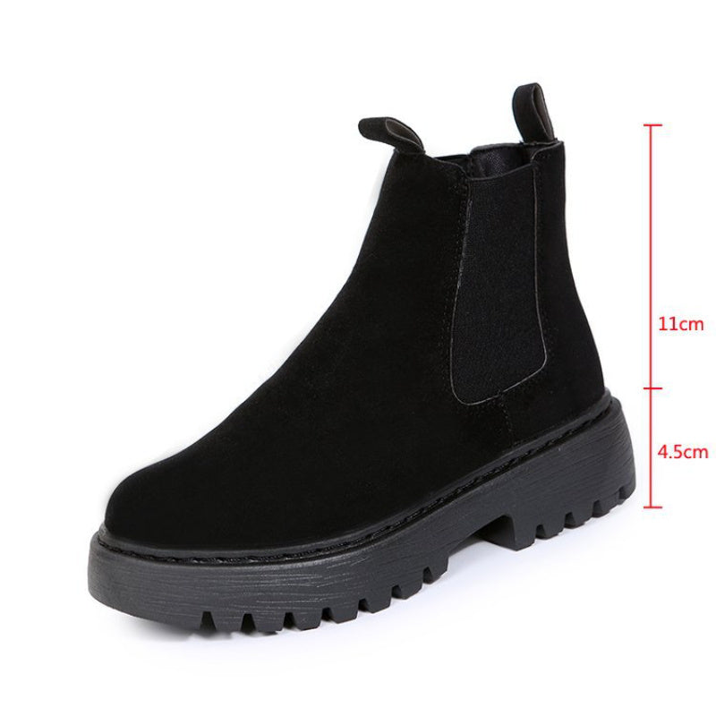 Women Ankle Boots Solid Color Chunky Boots Autumn Winter Platform Shoes - Heritage cosmetics and beauty care