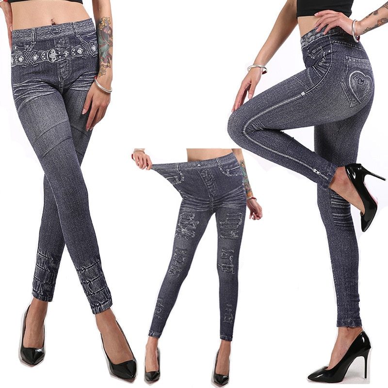 Spring new imitation denim leggings women - Heritage cosmetics and beauty care