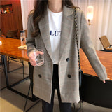 Collar Plaid Women Blazer - Heritage cosmetics and beauty care