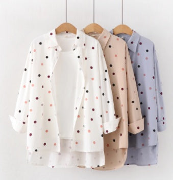 Women Polka Dot Print Blouse Shirts - Heritage cosmetics and beauty care