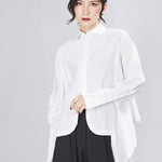 Spring Women's  Design Sense Irregular Loose Long Sleeve Shirts Heritage cosmetics and beauty care