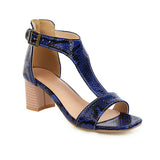 Snakeskin high-heeled chunky sandals - Heritage cosmetics and beauty care