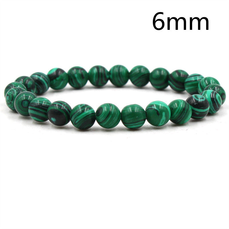 Classic Black Matte Green Malachite Bracelets Suitable Women Men Elastic Strand Jewelry - Heritage cosmetics and beauty care