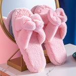 Bowknot Plush Slippers Plush Cotton Slippers - Heritage cosmetics and beauty care