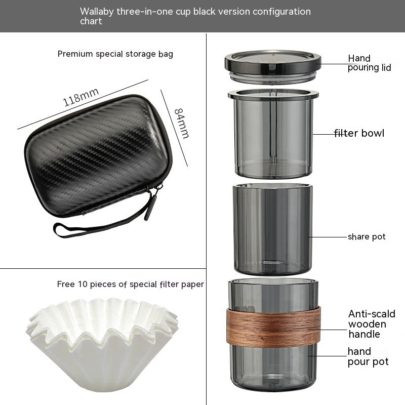 Three-in-one Hand Made Coffee Maker Suit Portable Filter Cup Heritage cosmetics and beauty care