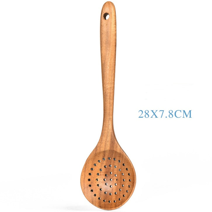 Teak Natural Wood Tableware Spoon Ladle Turner Rice Colander Soup Skimmer Cooking Tool Sets Spoon Scoop Kitchen Tools Gadgets - Heritage cosmetics and beauty care