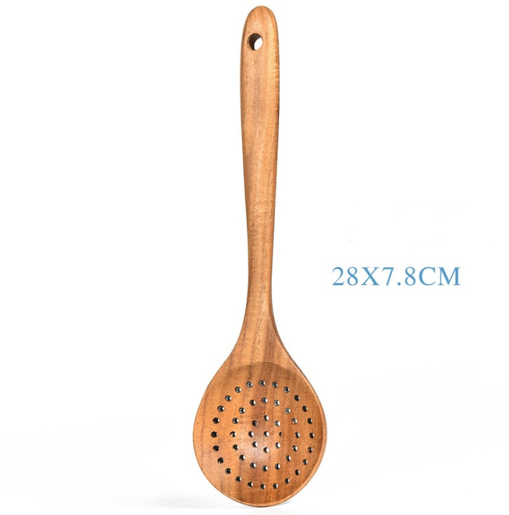 Teak Natural Wood Tableware Spoon Ladle Turner Rice Colander Soup Skimmer Cooking Tool Sets Spoon Scoop Kitchen Tools Gadgets - Heritage cosmetics and beauty care