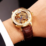 Authentic Mens Casual Leather Hollowing Automatic Mechanical Watches Through The End Of The Golden Youth Men's Wholesale Waterproof - Heritage cosmetics and beauty care