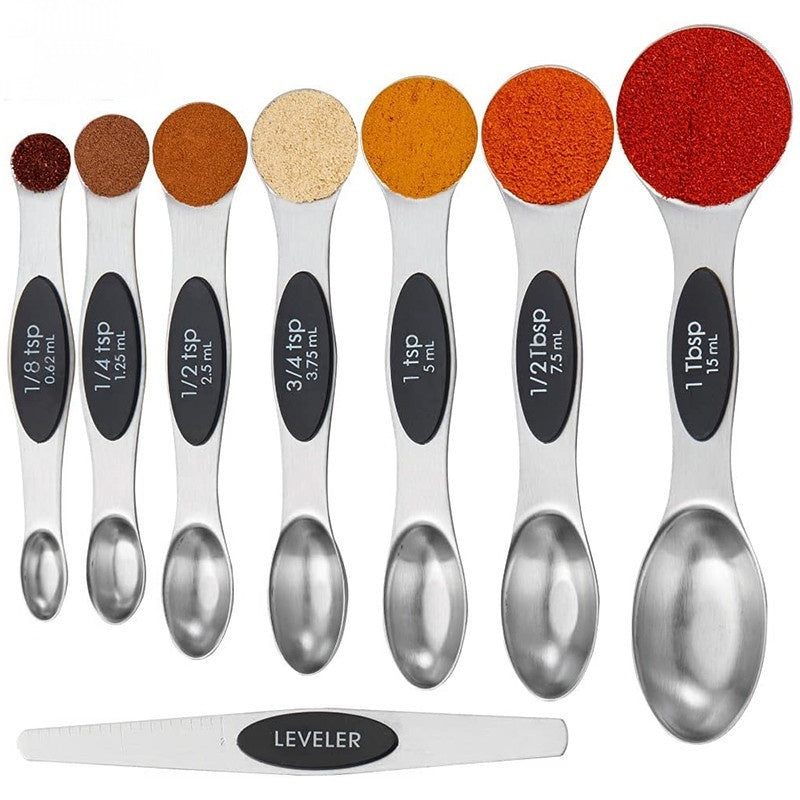 9-piece Set Of Stainless Steel Double Headed Measuring Spoons - Heritage cosmetics and beauty care