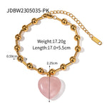 Stainless Steel Transparent Glass Crystal 18K Gold Love Necklace - Heritage cosmetics and beauty care